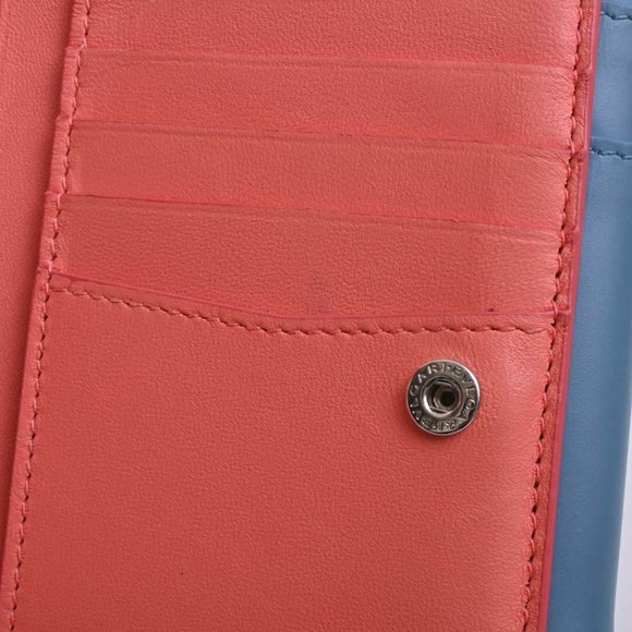 BVLGARI Serpenti Forever Leather Bifold Wallet Blue Ladies - Picture 9 of 10